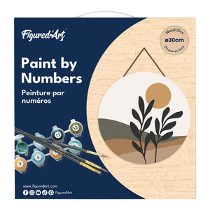 Dipingere con i Numeri su Disco di Legno - Paesaggio e pianta
