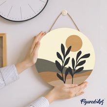 Carica l&#39;immagine nel visualizzatore di Gallery, Dipingere con i Numeri su Disco di Legno - Paesaggio e pianta