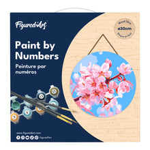Carica l&#39;immagine nel visualizzatore di Gallery, Dipingere con i Numeri su Disco di Legno - Fiori di ciliegio