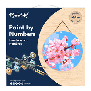 Dipingere con i Numeri su Disco di Legno - Fiori di ciliegio
