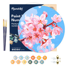 Carica l&#39;immagine nel visualizzatore di Gallery, Dipingere con i Numeri su Disco di Legno - Fiori di ciliegio