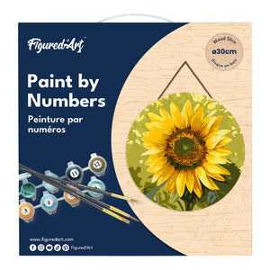 Dipingere con i Numeri su Disco di Legno - Girasole