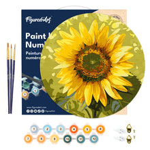 Carica l&#39;immagine nel visualizzatore di Gallery, Dipingere con i Numeri su Disco di Legno - Girasole