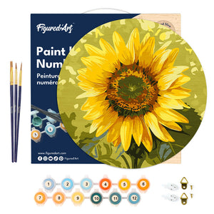 Dipingere con i Numeri su Disco di Legno - Girasole