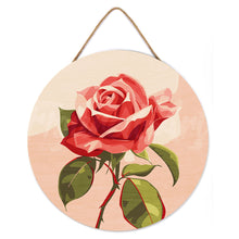 Carica l&#39;immagine nel visualizzatore di Gallery, Dipingere con i Numeri su Disco di Legno - Rosa rossa