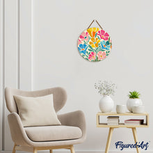 Carica l&#39;immagine nel visualizzatore di Gallery, Dipingere con i Numeri su Disco di Legno - Motivo floreale colorato