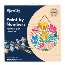 Carica l&#39;immagine nel visualizzatore di Gallery, Dipingere con i Numeri su Disco di Legno - Motivo floreale colorato
