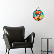Carica l&#39;immagine nel visualizzatore di Gallery, Dipingere con i Numeri su Disco di Legno - Giraffa fantasy tra i fiori