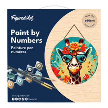 Carica l&#39;immagine nel visualizzatore di Gallery, Dipingere con i Numeri su Disco di Legno - Giraffa fantasy tra i fiori