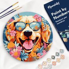 Carica l&#39;immagine nel visualizzatore di Gallery, Dipingere con i Numeri su Disco di Legno - Cane fantasy tra i fiori