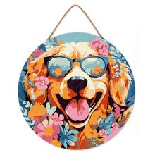 Carica l&#39;immagine nel visualizzatore di Gallery, Dipingere con i Numeri su Disco di Legno - Cane fantasy tra i fiori