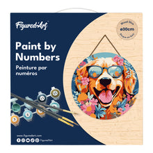 Carica l&#39;immagine nel visualizzatore di Gallery, Dipingere con i Numeri su Disco di Legno - Cane fantasy tra i fiori