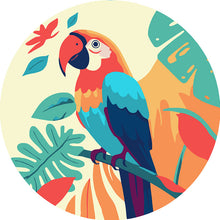 Carica l&#39;immagine nel visualizzatore di Gallery, Dipingere con i Numeri su Disco di Legno - Pappagallo Tropicale