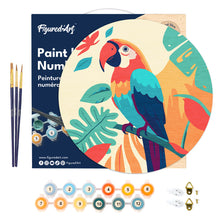 Carica l&#39;immagine nel visualizzatore di Gallery, Dipingere con i Numeri su Disco di Legno - Pappagallo Tropicale