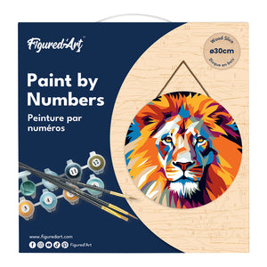 Dipingere con i Numeri su Disco di Legno - Leone