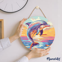 Carica l&#39;immagine nel visualizzatore di Gallery, Dipingere con i Numeri su Disco di Legno - Delfino