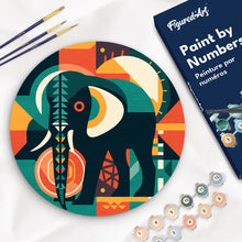 Carica l&#39;immagine nel visualizzatore di Gallery, Dipingere con i Numeri su Disco di Legno - Elefante Astratto Stile Art-Deco