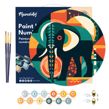 Carica l&#39;immagine nel visualizzatore di Gallery, Dipingere con i Numeri su Disco di Legno - Elefante Astratto Stile Art-Deco