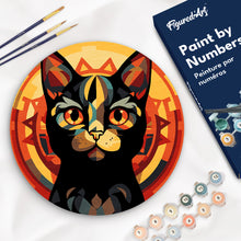 Carica l&#39;immagine nel visualizzatore di Gallery, Dipingere con i Numeri su Disco di Legno - Gatto Nero Art Deco