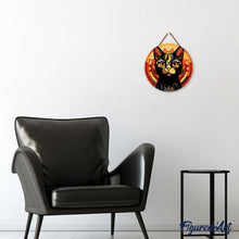 Carica l&#39;immagine nel visualizzatore di Gallery, Dipingere con i Numeri su Disco di Legno - Gatto Nero Art Deco