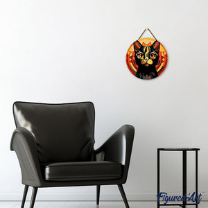 Dipingere con i Numeri su Disco di Legno - Gatto Nero Art Deco
