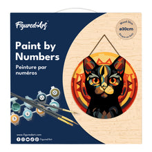 Carica l&#39;immagine nel visualizzatore di Gallery, Dipingere con i Numeri su Disco di Legno - Gatto Nero Art Deco
