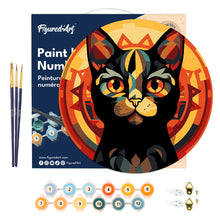 Carica l&#39;immagine nel visualizzatore di Gallery, Dipingere con i Numeri su Disco di Legno - Gatto Nero Art Deco