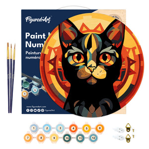 Dipingere con i Numeri su Disco di Legno - Gatto Nero Art Deco
