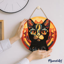 Carica l&#39;immagine nel visualizzatore di Gallery, Dipingere con i Numeri su Disco di Legno - Gatto Nero Art Deco