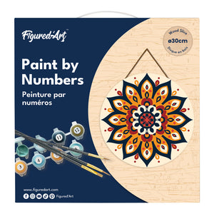 Dipingere con i Numeri su Disco di Legno - Mandala raggiante