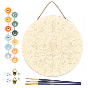 Dipingere con i Numeri su Disco di Legno - Mandala raggiante