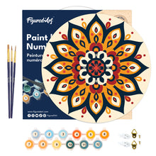 Carica l&#39;immagine nel visualizzatore di Gallery, Dipingere con i Numeri su Disco di Legno - Mandala raggiante
