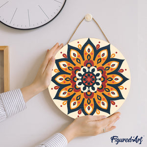 Dipingere con i Numeri su Disco di Legno - Mandala raggiante