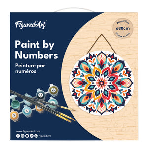 Dipingere con i Numeri su Disco di Legno - Mandala floreale