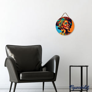 Dipingere con i Numeri su Disco di Legno - Regina Africana Pop Art