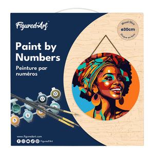 Dipingere con i Numeri su Disco di Legno - Regina Africana Pop Art
