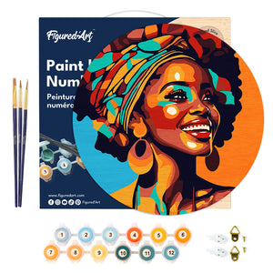 Dipingere con i Numeri su Disco di Legno - Regina Africana Pop Art