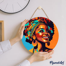 Carica l&#39;immagine nel visualizzatore di Gallery, Dipingere con i Numeri su Disco di Legno - Regina Africana Pop Art