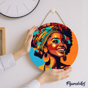 Dipingere con i Numeri su Disco di Legno - Regina Africana Pop Art