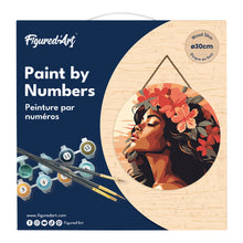 Carica l&#39;immagine nel visualizzatore di Gallery, Dipingere con i Numeri su Disco di Legno - Donna floreale
