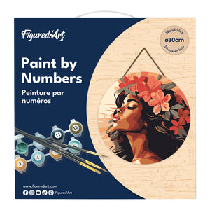 Dipingere con i Numeri su Disco di Legno - Donna floreale