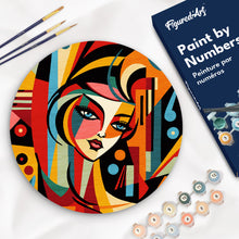 Carica l&#39;immagine nel visualizzatore di Gallery, Dipingere con i Numeri su Disco di Legno - Donna Astratta Stile Picasso