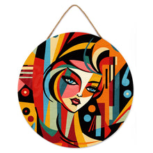 Carica l&#39;immagine nel visualizzatore di Gallery, Dipingere con i Numeri su Disco di Legno - Donna Astratta Stile Picasso