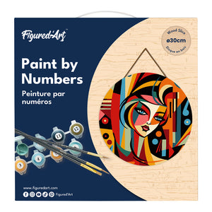Dipingere con i Numeri su Disco di Legno - Donna Astratta Stile Picasso