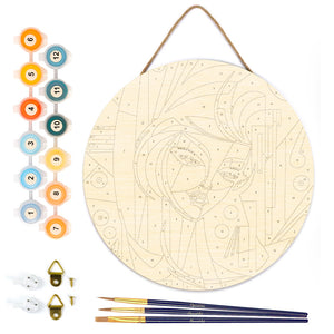 Dipingere con i Numeri su Disco di Legno - Donna Astratta Stile Picasso