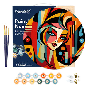 Dipingere con i Numeri su Disco di Legno - Donna Astratta Stile Picasso