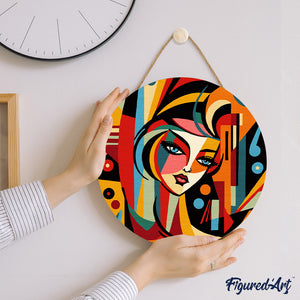Dipingere con i Numeri su Disco di Legno - Donna Astratta Stile Picasso