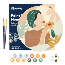 Carica l&#39;immagine nel visualizzatore di Gallery, Dipingere con i Numeri su Disco di Legno - Donna con turbante verde