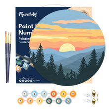 Carica l&#39;immagine nel visualizzatore di Gallery, Dipingere con i Numeri su Disco di Legno - Foresta di pini
