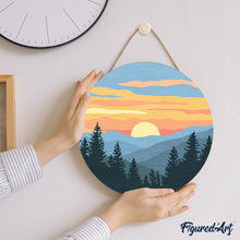 Carica l&#39;immagine nel visualizzatore di Gallery, Dipingere con i Numeri su Disco di Legno - Foresta di pini